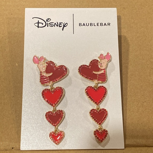 Baublebar Disney Piglet Vertical Heart Drop Earrings NWT Valentine’s Day - Picture 4 of 5